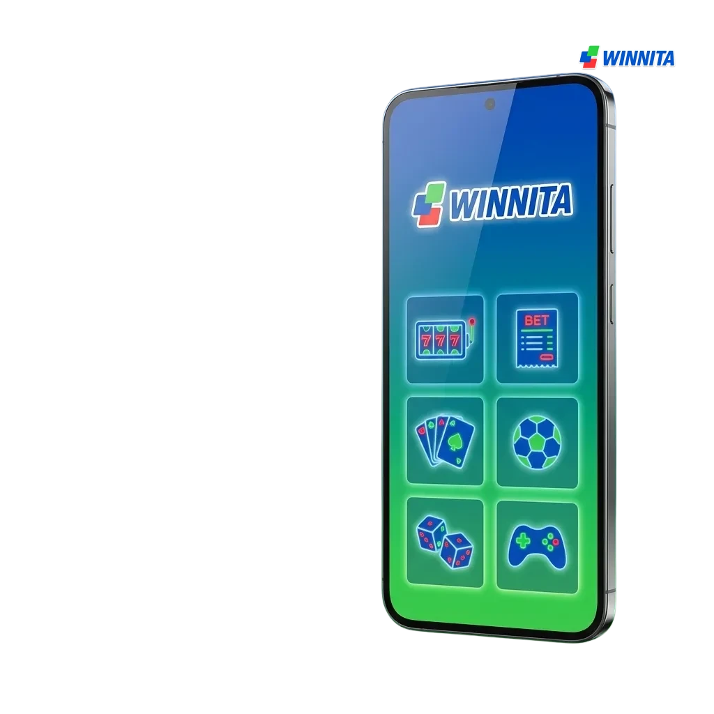 Winnita Android app interface showing casino games and betting options available for free download