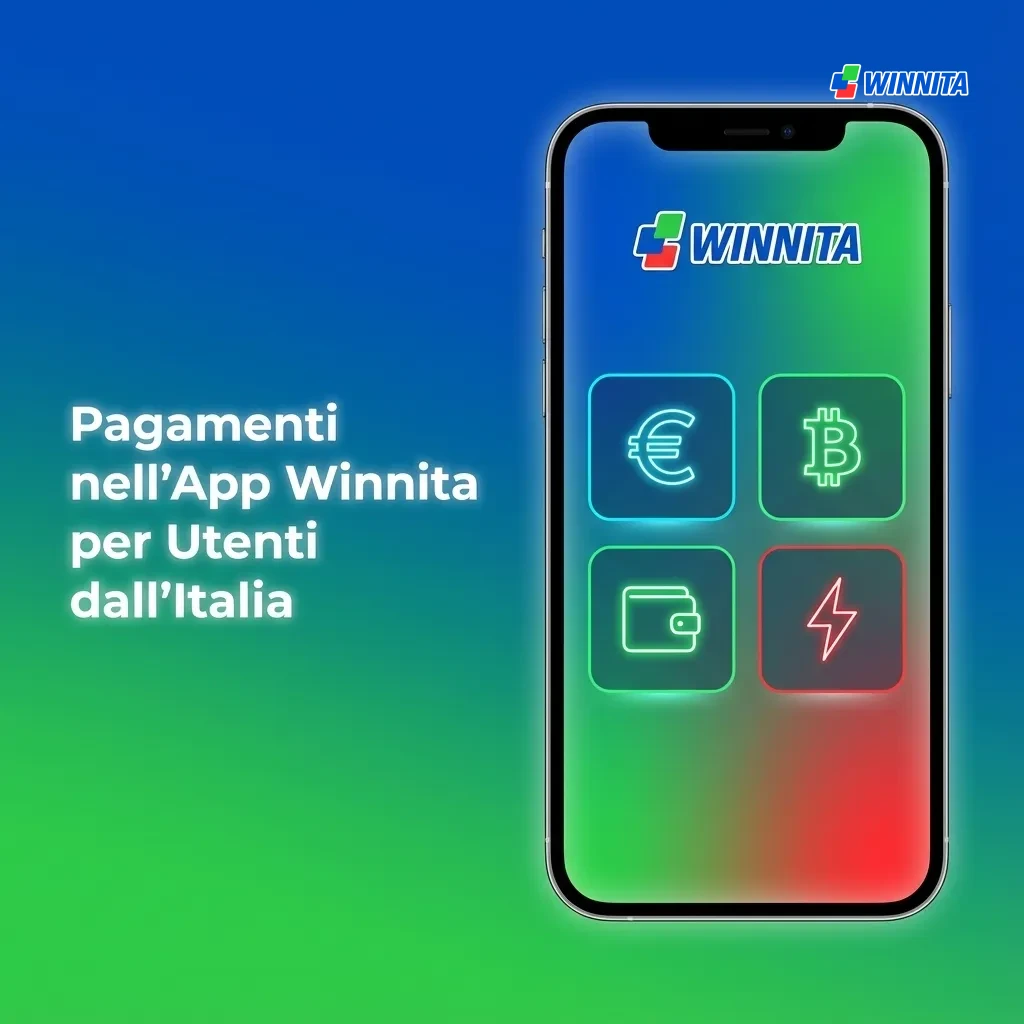 Winnita app payment methods interface showing Italian options including CartaSì, Satispay, Apple Pay, and credit cards